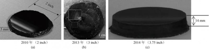 Optical photo of SiC crystal grown by Sumitomo Metal's team using the TSSG method Optical photo of SiC crystal grown by Sumitomo Metal's team using the TSSG method